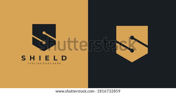 Security Logo. Black and Gold Geometric Shape\
Initial Letter S Shield Military Symbol isolated on Double\
Background. Usable for Business and Technology Logos. Flat Vector\
Logo Design Template\
Element.