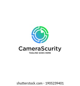 Security Logo with camera isolated on white Background. Usable for Business and Branding Logos. Flat Vector Logo Design Template Element.