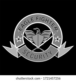 Security logo for company branding. Eagle flying Vector. Combined eagle bird, shield and sword logo.