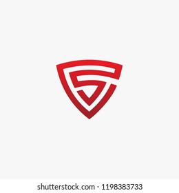 security logo concept, shield logo vector, alphabet icon template