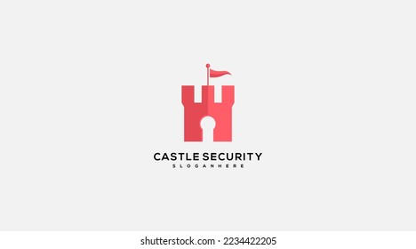 Security logo, Cyber security logo, Protection logo, Castle security icon, Shield security