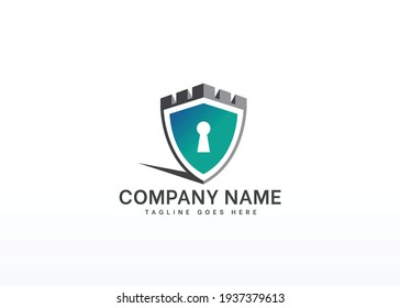 Security logo, Cybersecurity logo, Protection logo, Castle security icon, Shield security