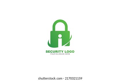 Inspiración en el diseño del logo de I Security. Diseño de plantilla de letras vectoriales para marca.