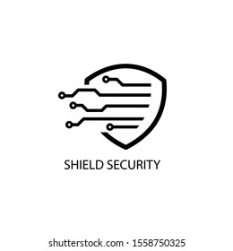 security Logo design, Shield with digital illustration design.