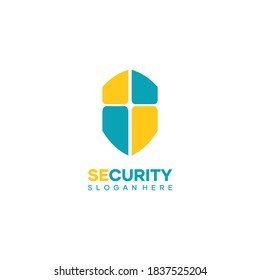 Security logo design, shield logo protection, security vector logo and green shield.