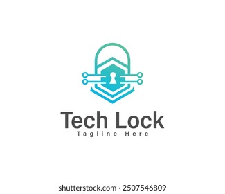 Security logo design. Tech lock logo design template. Protection key technology logo.  Security technology symbol.