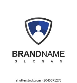 Security Logo Design Template, People And Shield Symbol