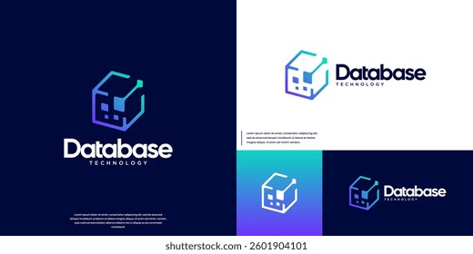 security logo with digital technology concept, database storage, protection service, vector template design.