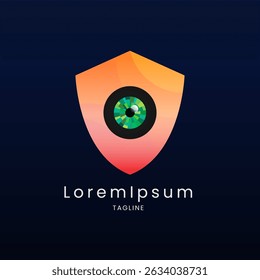 Security logo featuring an orange shield with mystic eyes, accompanied by a bold title and tagline.