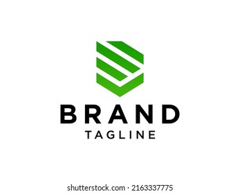 Security Logo. Green Geometric Shield Arrow Initial Letter M Military Symbol isolated on White Background. Flat Vector Logo Design Template Element
