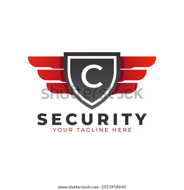 Security Logo. Initial C with Wings
and Shield Icon. Car and Automotive Vector Logo
Template