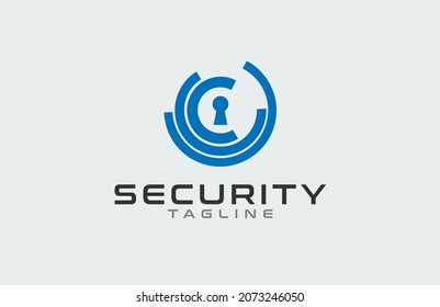 Security Logo, keyhole with digital style triple c combination, usable for brand and company logo, vector illustration
