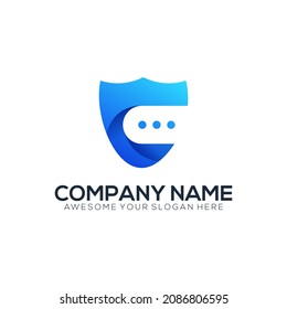 Security Logo modern gradient colorful with chat element