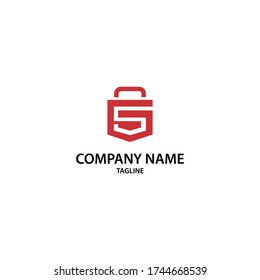 Security logo with padlock and letter s elements. Can be used for icons.