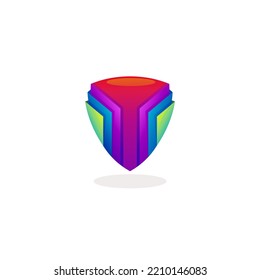 Security logo, shield logo with colorful design, glossy icons