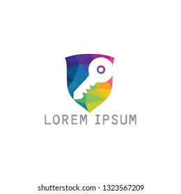 Security logo. Shield Key logo design. Logo with a combination of key and shield. 