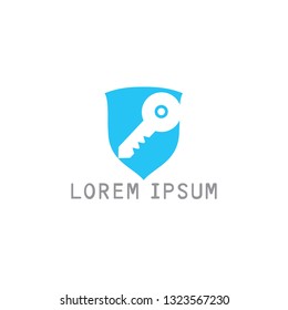 Security logo. Shield Key logo design. Logo with a combination of key and shield. 