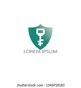 Security logo. Shield Key logo design. Logo with a combination of key and shield. 