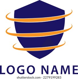 logotipo de seguridad, escudo con alas, ojos, cerraduras, equipo y protección