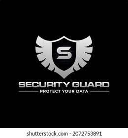 security logo with shield and wings modern look vector logo design