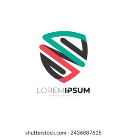 Security logo with simple line design, shield logos