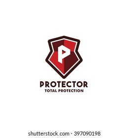 Security Logo and Symbol design template. Letter P for Protector Total Protection. Vector illustration