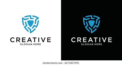 Tecnologia de logotipo de segurança para sua empresa, logotipo de escudo para dados de segurança.