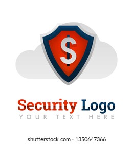 Security logo template for finance, banking, money, dollar, cloud, safety protection, internet, storage, insurance, mobile banking, e-commerce, payment. can be for web, banner, flyer, brochure, mobile