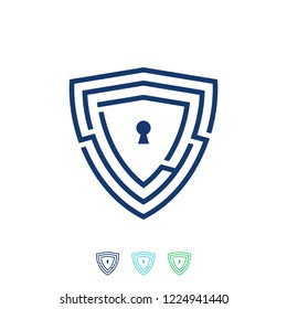 security logos, shields, logos for technology and business, padlocks