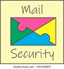 Security mail graphic design template with puzzle shape
