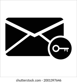icono de correo de seguridad. concepto de diseño de clave blanca de sobre.vector.
