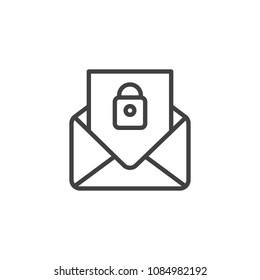 Security mail outline icon. linear style sign for mobile concept and web design. Secret message simple line vector icon. Symbol, logo illustration. Pixel perfect vector graphics