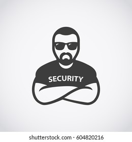 Security man icon. Bouncer in sunglasses