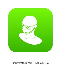 Security man icon green vector isolated on white background