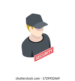 Security man user avatar. Vector 3d isometric, color web icon, new flat style. Creative illustration design, isolated graphic idea for infographics.