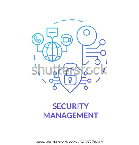 Security management blue gradient concept icon. Internet infrastructure administration. Intrusion detection monitoring. Round shape line illustration. Abstract idea. Graphic design. Easy to use