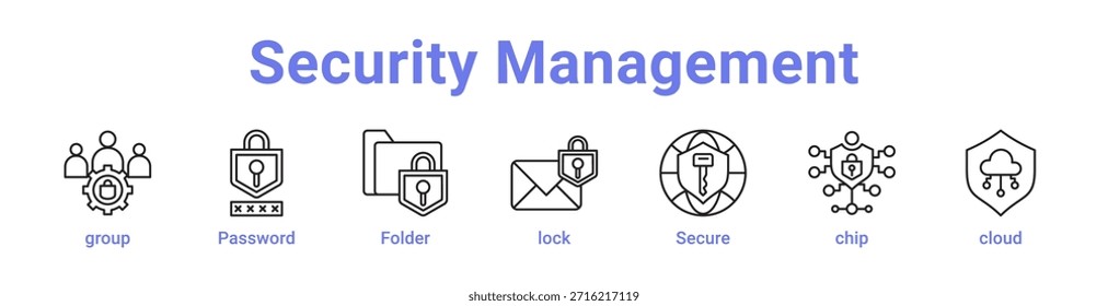 -Security Management Symbol Banner und Sammlung blaue Farbe