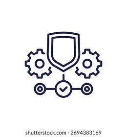 ícone da linha de gerenciamento de segurança, conceito de proteção de dados