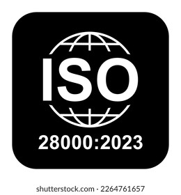 Security Management Systems. Standard quality symbol. Vector button sign isolated on black background .