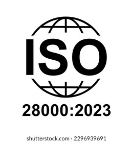 Security Management Systems. Standard quality symbol. Vector button sign isolated on black background .