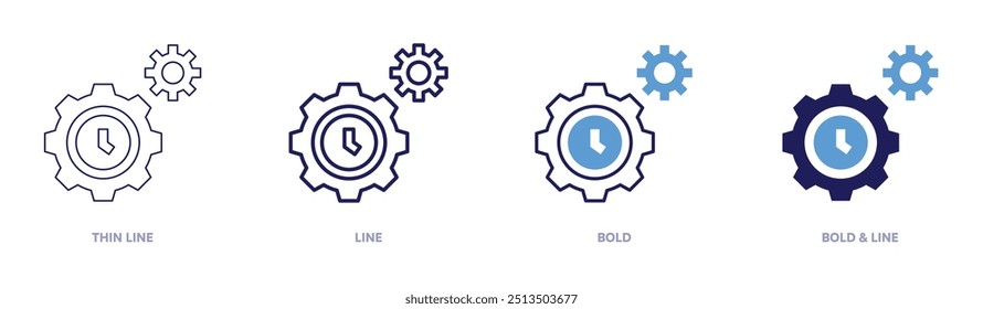 Ícone do gerenciador de segurança em 4 estilos diferentes. Linha fina, Linha, Negrito e Linha Negrito. Estilo duotônico. Traçado editável.