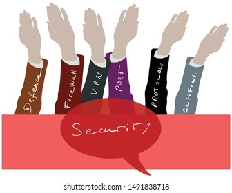 security meeting illustration vector defence firewall vpn port protocols certificate