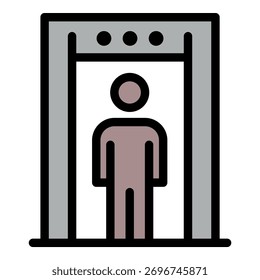 Security metal detector icon. Outline security metal detector vector icon color flat isolated