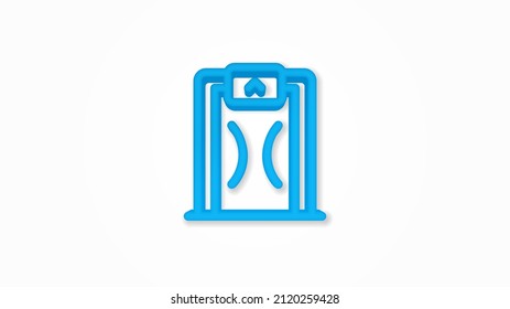 security metal detector, safety technology 3d line flat icon. Realistic vector illustration. Pictogram isolated. Top view. Colorful transparent shadow design.