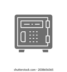 Icono gris seguro de metal de seguridad. Aislado sobre fondo blanco