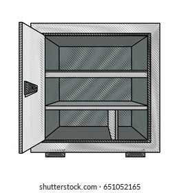 security metal safe money, open lock bank. vector illustration