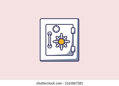 security metal safes. flat line art style. isolated in the background