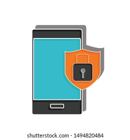 Security mobile concept on white background. Flat vector illustration.