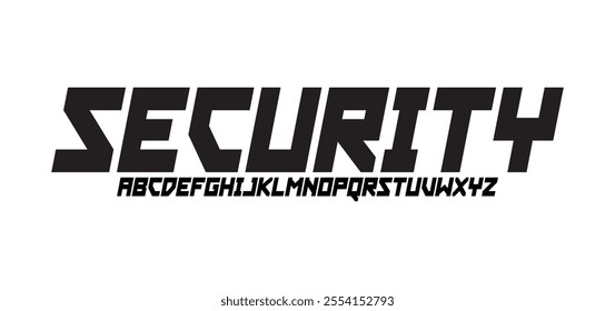 Security, Modern abstract digital tech font. Logo creative font, type, technology, movie, digital, music, movie. Font and illustration in vector format.
