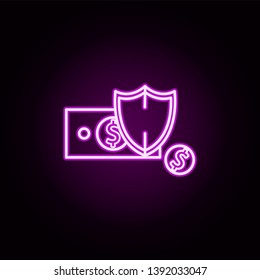 security, money neon icon. Elements of business set. Simple icon for websites, web design, mobile app, info graphics